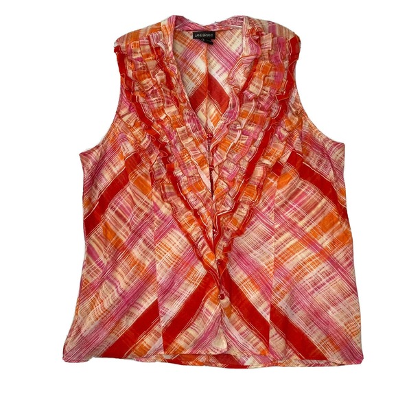 🚨10 / $20 🚨 Lane Bryant Women’s 18/20 Ruffle Neck Sleeveless Blouse Top - Picture 1 of 12
